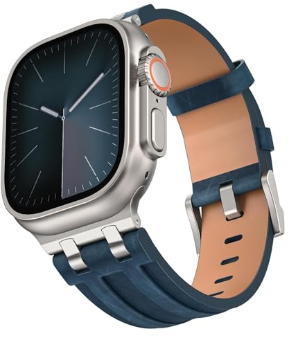 Smartwatch Armband Kunstleder für Apple Watch 49mm 46mm 45mm 44mm Edelstahl Schnalle Schwarz