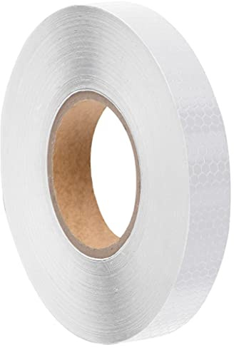 Kaloriko Nastro riflettente bianco, 2,5 cm x 50 m, in PVC, autoadesivo, resistente alle intemperie, per cartello stradale, parcheggio, cantiere, barriera e sicurezza stradale