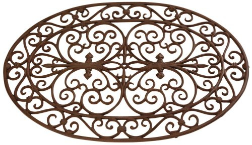 Esschert Design Schmutzfangmatte, Fußmatte aus Gusseisen, oval, ca. 74 cm x 49 cm