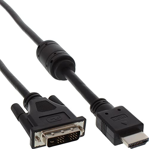 InLine 17663 HDMI-DVI Adapterkabel, 19pol Stecker auf 18+1 Stecker, mit Ferrit, 3m