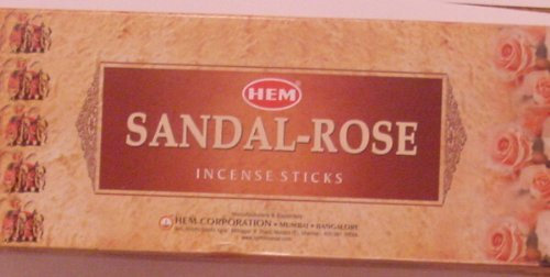Sandale (Bois de santal) Rose – Boîte de six 20 bâton tubes – Ourlet Encens roulés à la main en Inde