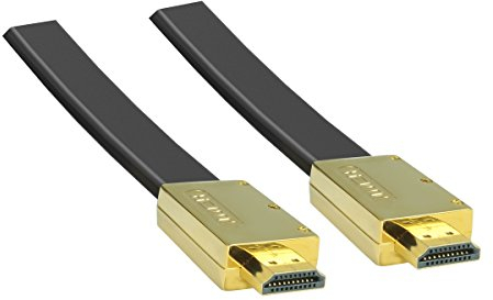 SunshineTronic Premium HDMI Flach Kabel (Ultra HD, 4Kx2K, Full HD, 3D, ARC, CEC) HDMI 2.0/1.4a kompatibel (12,5m, schwarz)