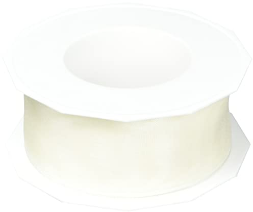 Präsent Four Seasons transparentes Band mit Drahtkante créme, 25 m einfarbiges Stoffband, 40 mm Breite, leicht biegsames Schleifenband zum Dekorieren & Basteln, für besondere Anlässe