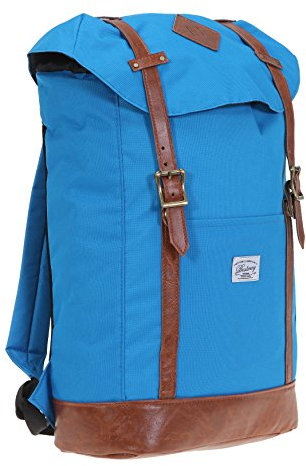 BESTWAY Rucksack Vintage Series Sportrucksack mit Laptopfach 35 x 25 cm + Ledermäppchen (Blue/Brown)