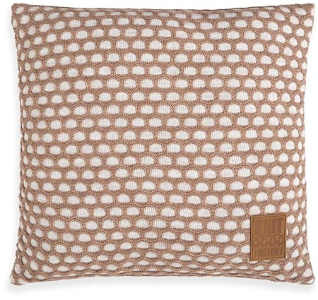 KNIT FACTORY - Mila Kissen - Beige/Marron - 50x50 cm | Sofakissen mit Füllung und Bezug - Couchkissen - Zierkissen - Gestrickter Dekokissen - Kissen mit Wabenmuster