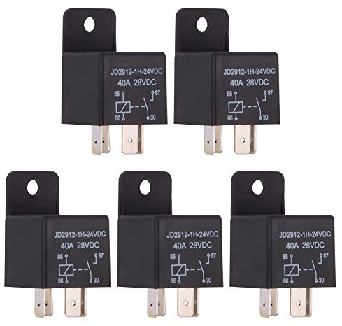 Ehdis 5 Stück Car Relais 24v 40A 4 Pin Auto Relais Spst Modell Nr: JD2912-1H-24VDC 40A 28VDC, Auto Schalter Vorspeisen