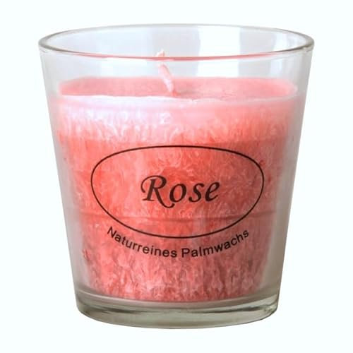 Bütic GmbH 3-farbige Stearin Duftkerzen im Glas, Duft:Rose