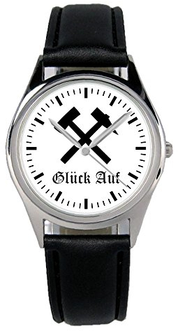 KIESENBERG Armbanduhr Bergbau Kumpel Bergmann Ruhrpott Geschenk Artikel Idee Fan Damen Herren Unisex Analog Quartz Lederarmband Uhr 36mm Durchmesser B-1420