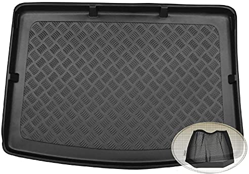 ZentimeX Z3324639 Geriffelte Kofferraumwanne fahrzeugspezifisch + Klett-Organizer (Laderaumwanne, Kofferraummatte)