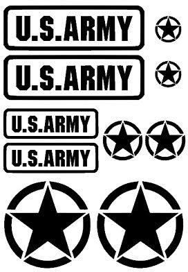 generisch US Army USA Star Aufkleber Set Military Sticker Set XL oder m (91/20) (Farbtabelle, XL)