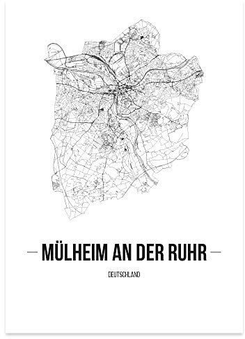 JUNIWORDS Stadtposter, Mülheim an der Ruhr, Wähle eine Größe, 30 x 40 cm, Poster, Schrift B, Weiß