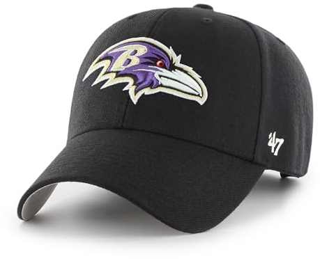 '47 NFL Baltimore Ravens MVP Unisex-Baseballkappe, Verstellbarer Klettverschluss, Einheitsgröße, Team Logo, Farbe Schwarz