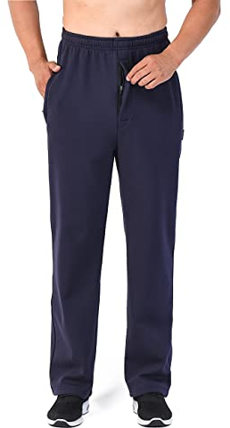 Zoulee Herren Winter-Berber-Fleece-Jogginghose, gerade, Reißverschluss, Hosenschlitz - - XX-Large