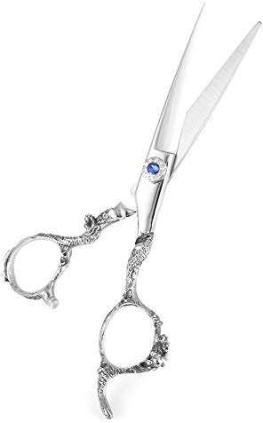 Friseurschere, 6,9 Zoll Edelstahl Professionelles Haarschneiden, Schneiden und Ausdünnen von Haaren Geeignet für Familien/Haustiere/Professioneller Friseursalon(Silberne flache Schere)