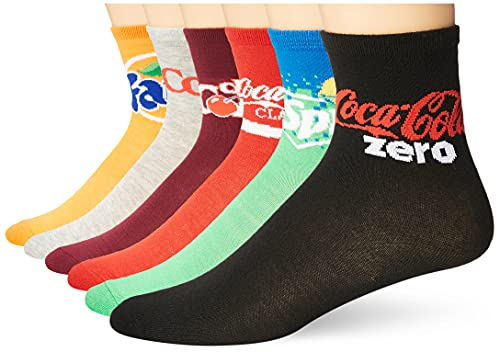 Coca-Cola Coca-Cola Lot de 6 distributeurs automatiques unisexes pour adulte, assortiment multicolore, convient aux chaussettes de taille 42-45, Assortiment multicolore, 9-11
