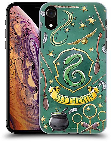 Head Case Designs Officially Licensed Harry Potter Slytherin Pattern Deathly Hallows XIII Hard Back Case Compatible With Apple iPhone XR