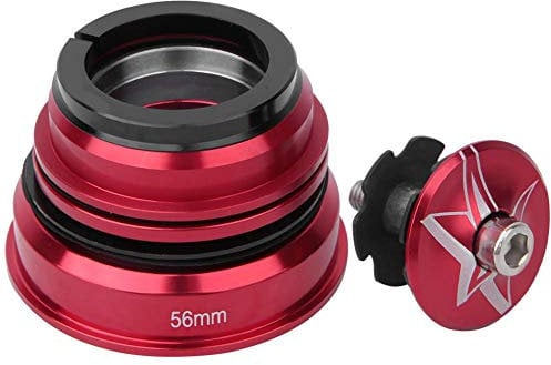 Bike Front Fork Stem Headset 44mm-56MM Aluminium Alloy Bearing Headset Set MTB Mountain Bike Road Bicycle Headset Replacement(Red 44/56MM)