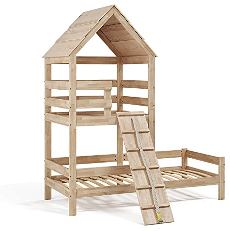 VitaliSpa Hausbett Teddy, Bett aus Holz, Naturholz, 90x200 cm