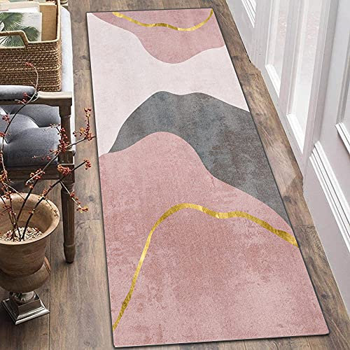 ZJXSNEH Tapis De Cuisine Tapis Long Couloir Antiderapant Motifs Géométriques Tapis Cuisine Tapis Chambre Adulte Tapis Cuisine Devant Evier pour Cuisine Rose 40X80CM