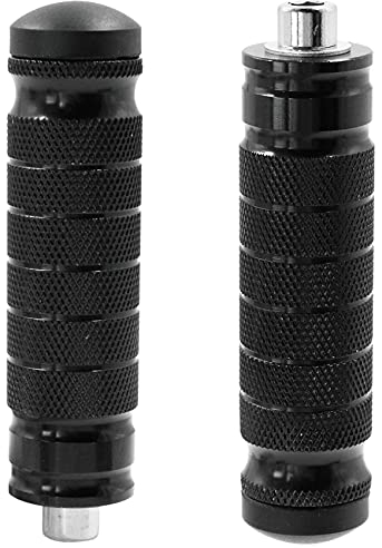 leyomgamz Lot de 2 repose-pieds de moto arrière - Accessoires universels en aluminium pour moto, scooter, cyclomoteur, mobylette, repose-pieds de pédale gauche et droit - Noir