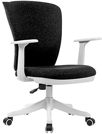 QIFFIY Bürostuhl Gaming Stuhl Schreibtischstuhl Nordic Computer Stuhl Home Stoff Freizeitstuhl Studienzimmerstuhl Student Studie Schreibstuhl Büro Bürodrehstuhl (Color : Black)