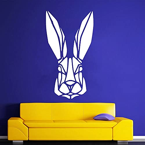 QIANGTOU Geometrische Hasenkopf Wandaufkleber Wohnzimmer Vintage Chic Kaninchen Vinyl Wandtattoos Kindergarten Babyzimmer Nordic Home Dekoration 42x76cm