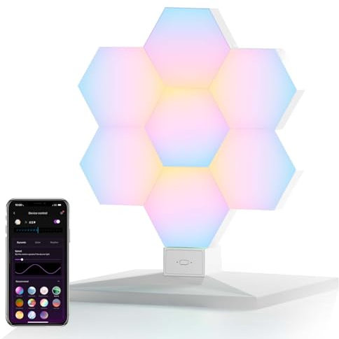 Cololight RGB Lamp, Smart Table Lamp, 2.4GHz WiFi only, App Control & Voice Control, Compatible with Alexa, Google Assistant & Homekit, Gaming Desk Lamp, Mood Lamp for Bedroom, Plus, 7 Hexagons Table