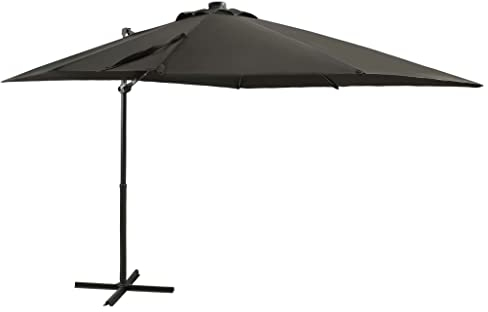 vidaXL Ampelschirm mit Mast LED-Leuchten Sonnenschirm Gartenschirm Marktschirm Strandschirm Schirm Kurbelschirm Terrassenschirm Anthrazit 250cm