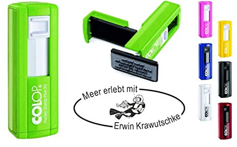 Taucherstempel oval Logbuchstempel mit Name Wunschtext Tauchspruch - Abdruck ca. 38 x 14 mm - 7 Farben Stempel für Logbuch Tauchen Tauchgang Pocketstempel (Taucher & Fisch)