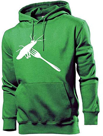 Generisch Sauterelle sur fourchette Sweat à capuche pour hommes, vert, XXL