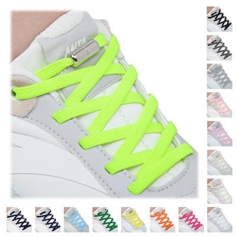 Handshop 2 Paires Lacets Sans Laçage, Lacets Élastiques Plats avec Verrou pour Enfants et Adultes, Lacets Chaussures de Sport de pour Toutes Les Chaussures