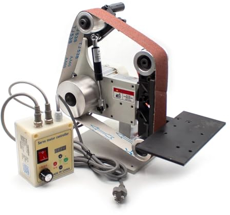 Toplionace Levigatrice a Nastro Elettrica Orizzontale Verticale 915x50mm, Affilatrice per Coltelli Multifunzionale AC220V 750W Affilatrice per Affilacoltelli Regolabile