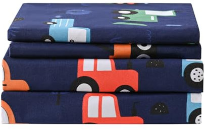 Yibeizi Bettwäsche-Set für Doppelbetten für Jungen, niedliches Bettlaken-Set für Kinder, marineblau, Mikrofaser, tiefe Taschen, Kleinkind-Bettlaken und Kissenbezüge, 3-teilig
