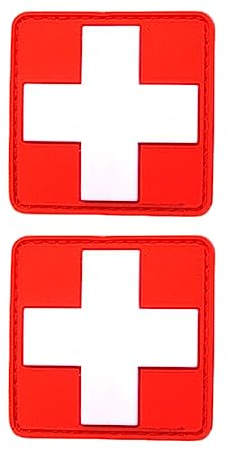 Uijokdef Aufnäher mit rotem Kreuz, medizinische Rettungsflagge, Haken, PVC, taktisches Militär, nationales rotes Kreuz, 2 Stück