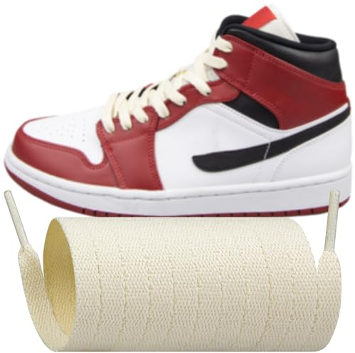 Endoto Cordones Planos para Air Jordan 1/2/3/4/5/6/7/8 Zapatillas, Repuesto Cordón Laces(Crema,65 pulgadas)