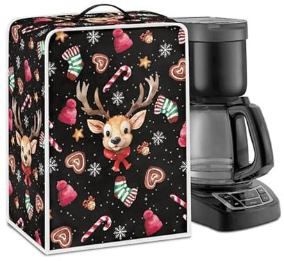Jndtueit Weihnachten Elch Kaffeemaschine Abdeckung Universal, Xmas Hirsch Küche Kochen Werkzeuge & Zubehör, Cane Candy Fingerabdruck Protector