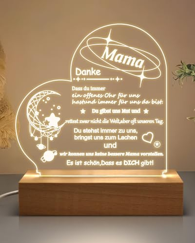 DJLLA Geschenke für Mama Geburtstagsgeschenk Muttertagsgeschenk für Mama Nachtlicht mit Warmweißes Licht Lampe Weihnachtsgeschenke für Mama Beste Mama Geschenk