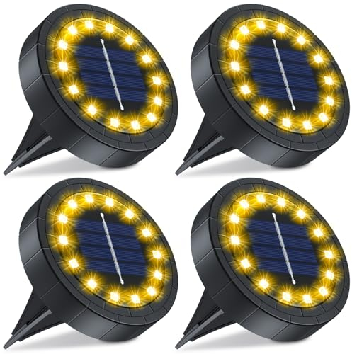 GIACOMO Solar Bodenleuchte 14 LED, Solar Gartenleuchten für Außen IP65 Wasserdicht, Solarleuchte für Garten Außenleuchte außen, für Garten, Rasen, Gehweg, Patio, Auffahrt