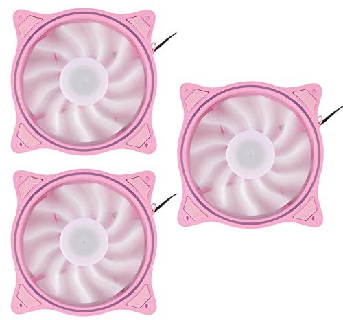 Waiecnksa 4 Pin 120mm Cool Fan Pc Fans 3 Interntl External Pink LED Air Volume Silent Fan for Pc Cooling