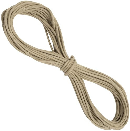 AERZETIX - C73449 - Cordon de décoration Rond 2 mm x 9 m - en Coton - Couleur Beige - Bracelet Collier Artisanat Daim Emballage Loisir créatif Bijoux