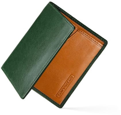 Downholme Bifold Slim Silhouette Leder-Geldbörse für Herren (Britisches Rennsportgrün)