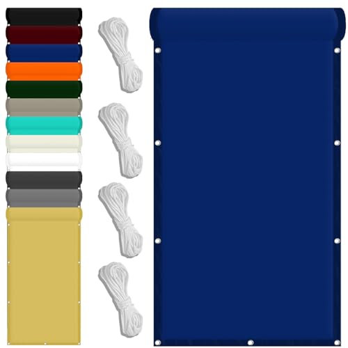 Pergola Canopy Replacement 90 x 500 cm(35 x 197inch) Waterproof Awning Canvas 98% UV Block with Free Rope & Fixing Kit Carport Swimming Plants Shade Netting, Navy Blue