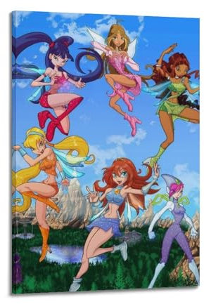 KIUYGPPJ Anime Winx Club-Poster, dekoratives Gemälde, Leinwand, Wandposter und Kunstdruck, moderne Familienschlafzimmer-Dekoration, Poster, 60 x 90 cm