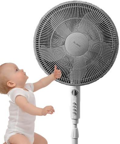 Lesunbak Electric Fan Dust, Fan Protection for Children, Round Electric Fan Mesh Covers, Baby Kids Finger Protector Safety Mesh Nets, Washable Dustproof Guard Mesh Net for Protection for Home Black