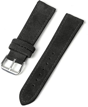 ROWCES Weiches Wildleder-Uhrenarmband, 18mm, 20mm, 22mm, 24mm, Schnellverschluss-Uhrenarmband, Schwarz, 20mm