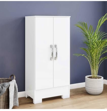 Armoire Polyvalente GINA, Blanc, 51 x 31,5 x 100,5 cm, Armoire Polyvalente Basse avec 3 étagères. Armoire auxiliaire Blanche Bon marché. Porte-Chaussures avec étagères