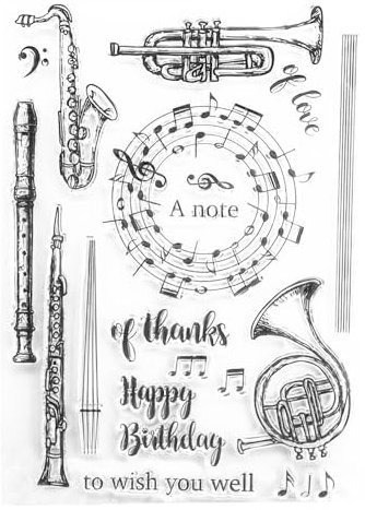 arriettycraft Transparente Stempel für Musikinstrumente für Kartenherstellung und Journaling, Musikflöte, Band, Trompete, Silikonstempel für Geschenkanhänger, Papierbasteln, Scrapbooking, Dekoration