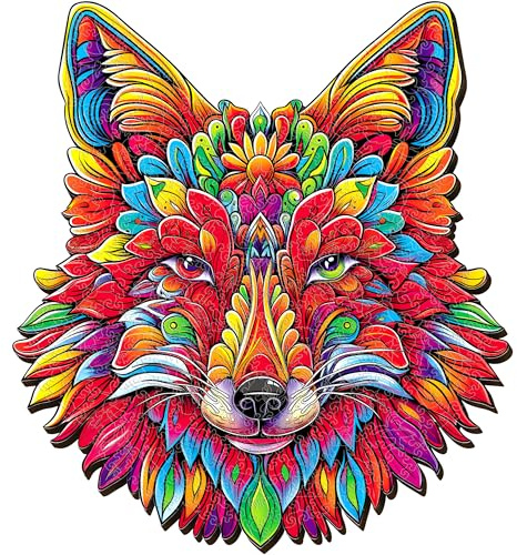 ESC WELT Holzpuzzle Fuchs-Mandala 200 Teile - Anspruchsvolles Denkspiel für Kinder & Erwachsene - Umweltfreundliches & Unterhaltsames Lernspielzeug - Herausforderndes Spiel - Denkspiel aus Holz