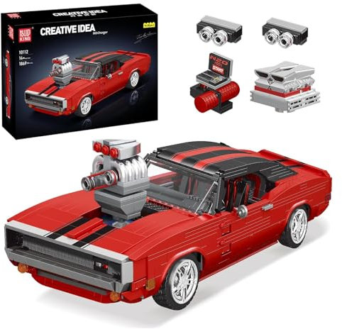 Mould King 10112 Technik Sportwagen Modell Bausatz, Kreativität Technologie Amerikanischer LKW Klemmbausteine Set, Geschenkmodell für Erwachsene/Fahrzeugbegeisterte (1869 Teile)
