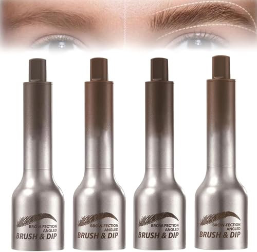 Liquid Eyebrow Brush, Angled Brush & Dip, Long Lasting Waterproof Brow Pen, Creates Natural Looking Brows Effortlessly, Hair-Like Strokes, Smudge Proof, Quick Drying (4 Color)